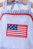 Blue flag applique gingham ruffle one-piece swimsuit - Aaria Tees Aaria Tees