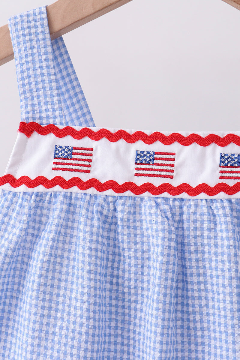 Blue flag embroidery ruffle bloomer set - Aaria Tees Aaria Tees