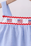 Blue flag embroidery ruffle bloomer set - Aaria Tees Aaria Tees