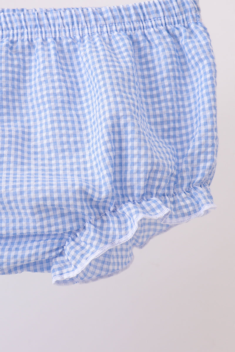 Blue flag embroidery ruffle bloomer set - Aaria Tees Aaria Tees