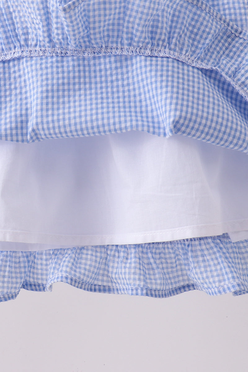 Blue flag embroidery ruffle bloomer set - Aaria Tees Aaria Tees
