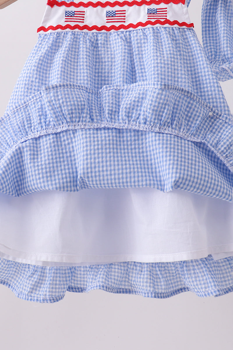 Blue flag embroidery ruffle bloomer set - Aaria Tees Aaria Tees
