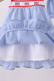 Blue flag embroidery ruffle bloomer set - Aaria Tees Aaria Tees
