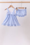 Blue flag embroidery ruffle bloomer set - Aaria Tees Aaria Tees
