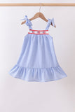 Blue flag embroidery ruffle dress - Aaria Tees Aaria Tees