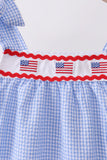 Blue flag embroidery ruffle dress - Aaria Tees Aaria Tees