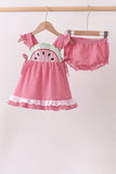Red watermelon ruffle gingham bloomer set - Aaria Tees Aaria Tees