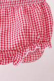 Red watermelon ruffle gingham bloomer set - Aaria Tees Aaria Tees