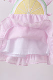 Pink lemon ruffle gingham bloomer set - Aaria Tees Aaria Tees