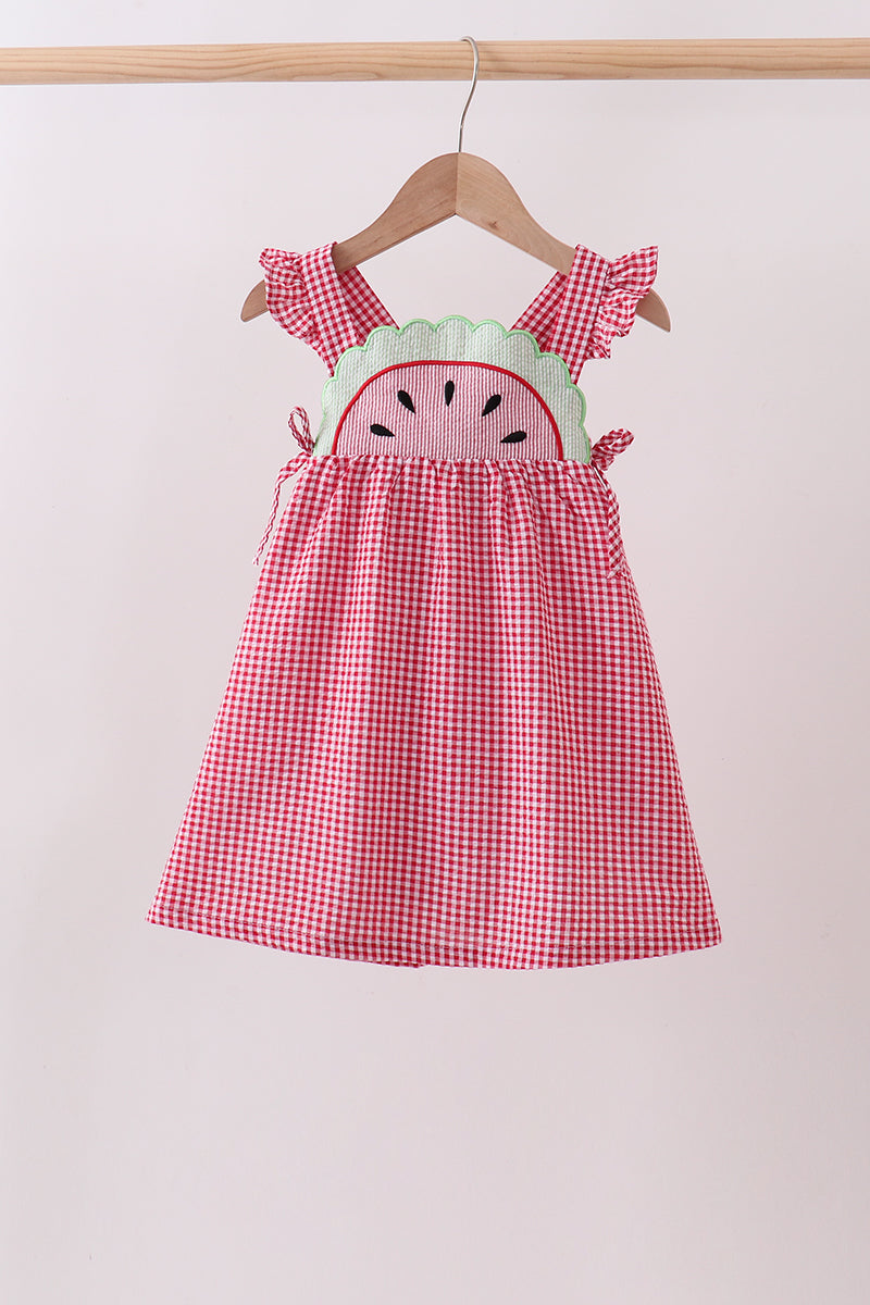 Red watermelon ruffle gingham dress - Aaria Tees Aaria Tees
