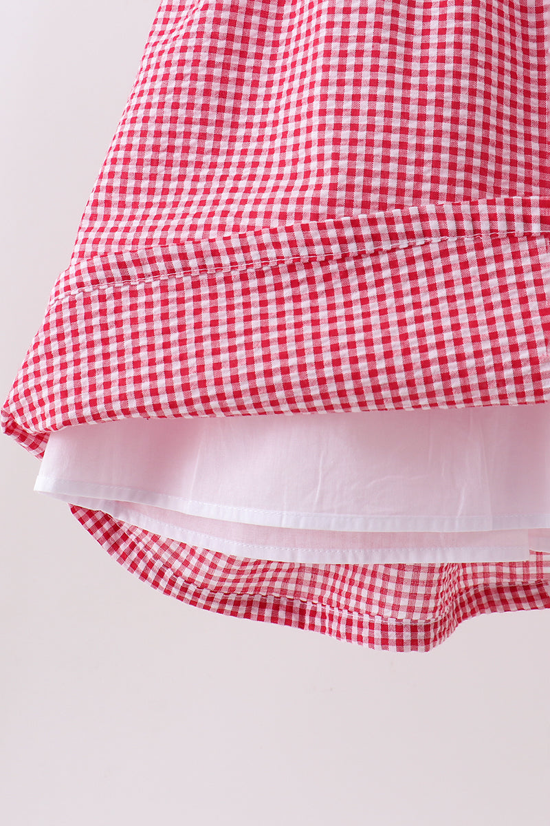 Red watermelon ruffle gingham dress - Aaria Tees Aaria Tees