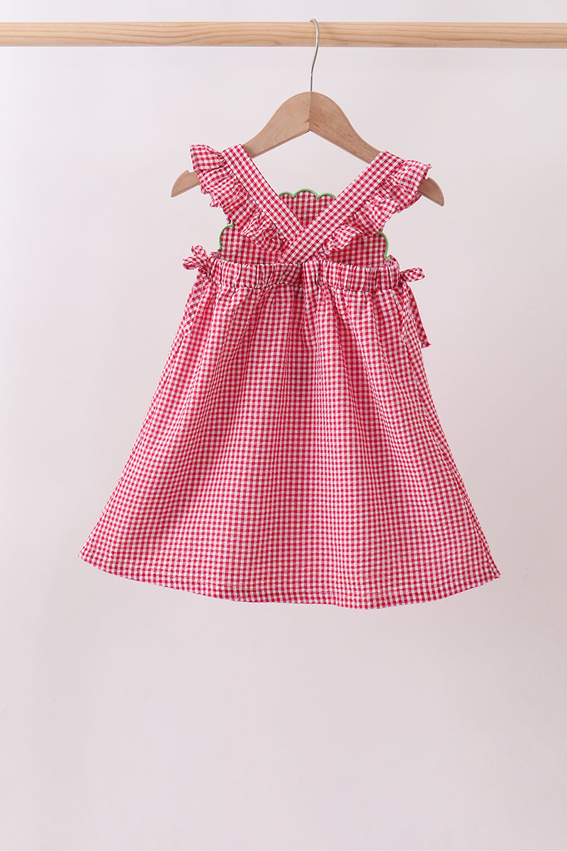 Red watermelon ruffle gingham dress - Aaria Tees Aaria Tees