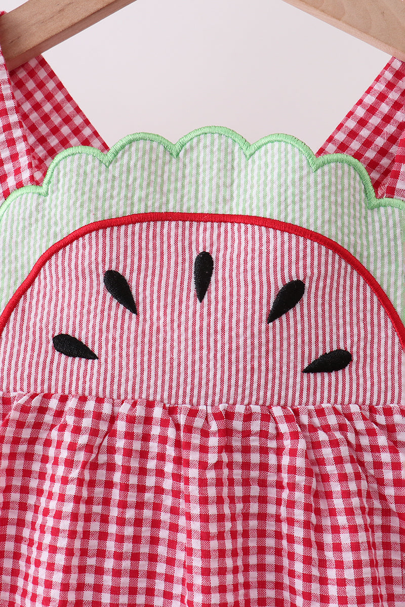 Red watermelon ruffle gingham dress - Aaria Tees Aaria Tees