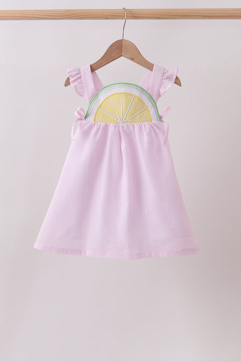 Pink lemon ruffle gingham dress - Aaria Tees