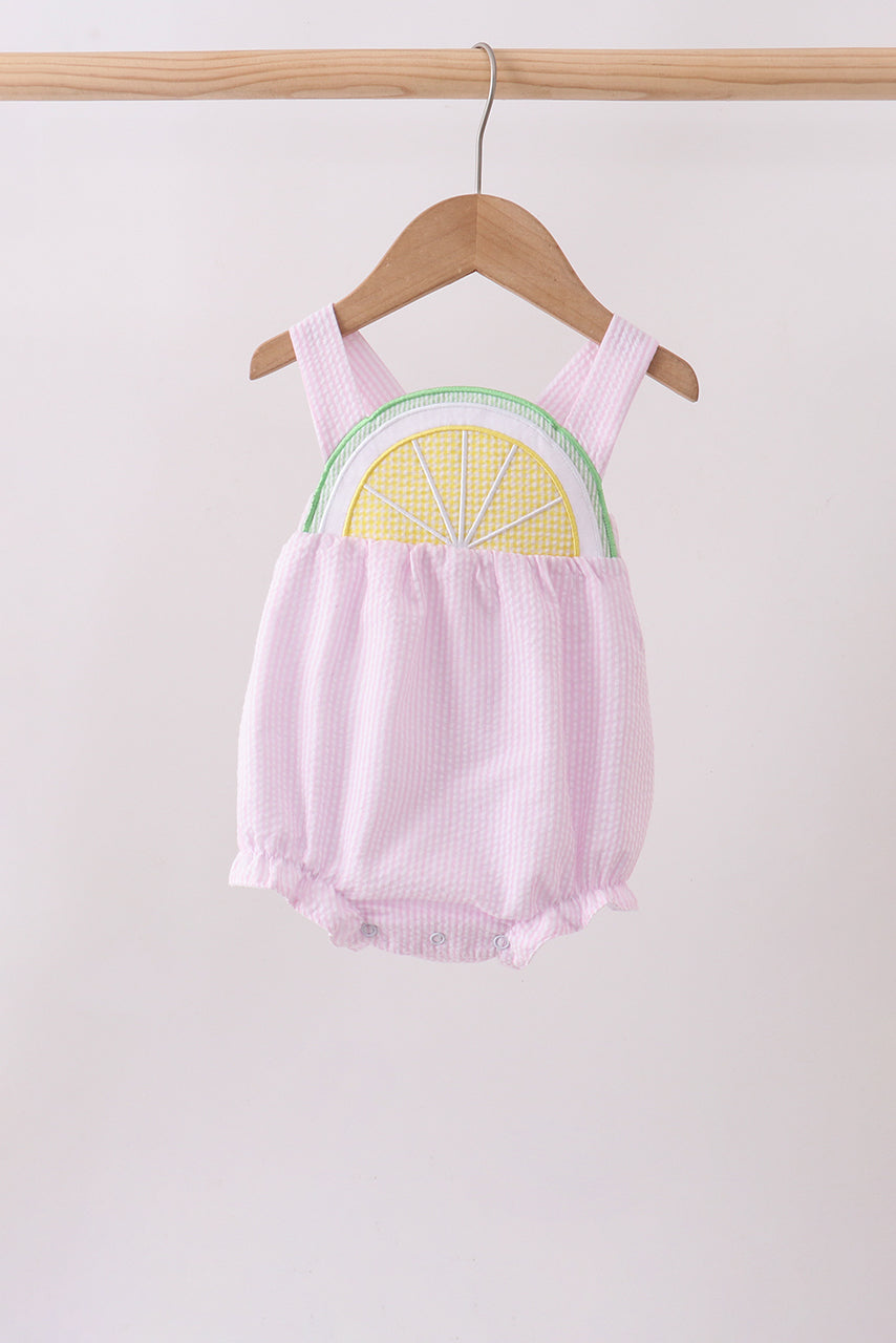 Pink lemon ruffle gingham bubble - Aaria Tees Aaria Tees