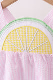 Pink lemon ruffle gingham bubble - Aaria Tees Aaria Tees