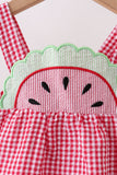 Red watermelon ruffle gingham bubble - Aaria Tees Aaria Tees
