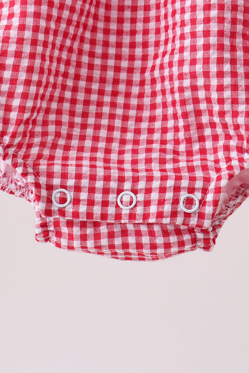 Red watermelon ruffle gingham bubble - Aaria Tees Aaria Tees