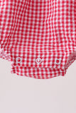 Red watermelon ruffle gingham bubble - Aaria Tees Aaria Tees