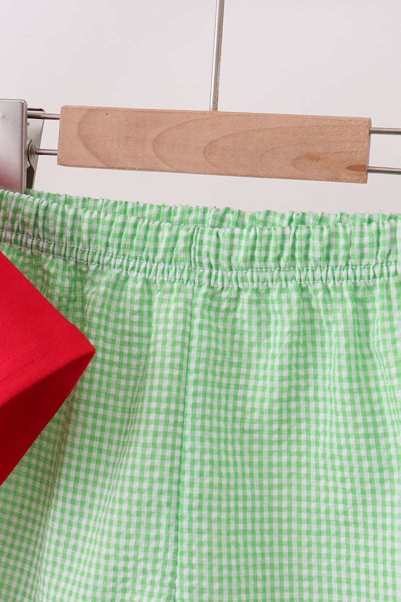 Red watermelon embroidery shorts set - Aaria Tees Aaria Tees