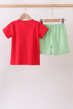 Red watermelon embroidery shorts set - Aaria Tees Aaria Tees