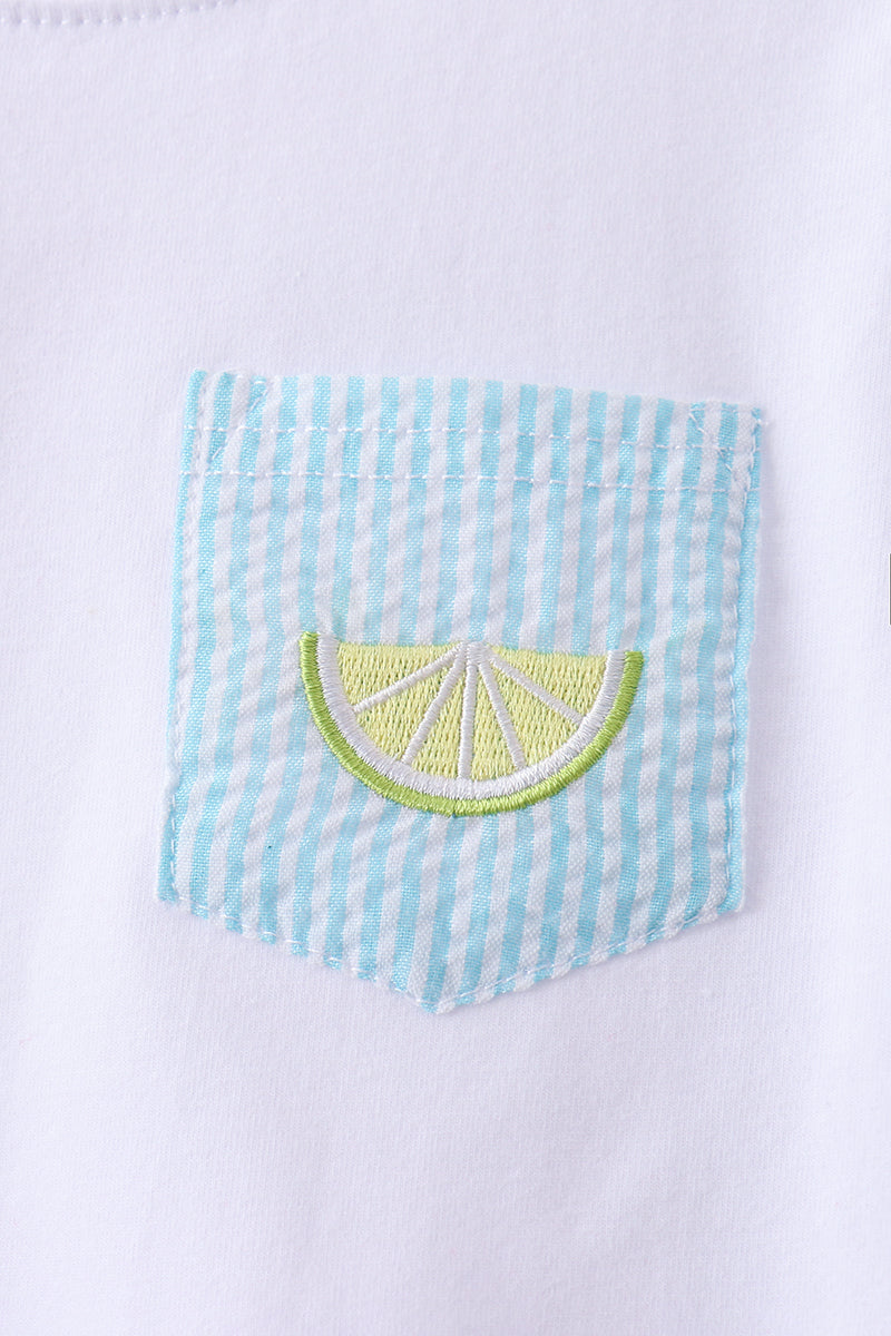 Blue lemon embroidery shorts set - Aaria Tees Aaria Tees