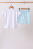Blue lemon embroidery shorts set - Aaria Tees Aaria Tees