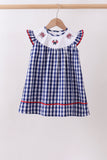Black flag fireworks embroidery gingham dress - Aaria Tees Aaria Tees