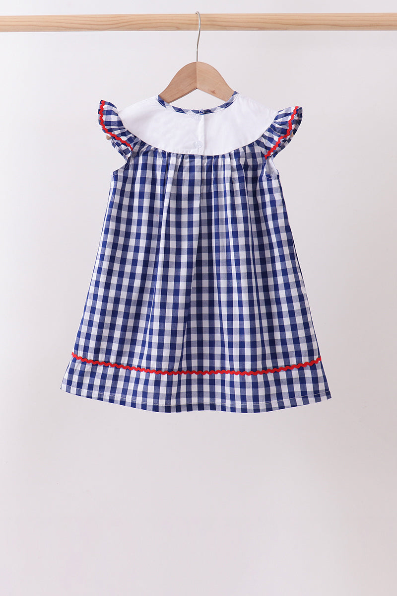 Black flag fireworks embroidery gingham dress - Aaria Tees Aaria Tees