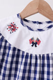 Black flag fireworks embroidery gingham dress - Aaria Tees Aaria Tees