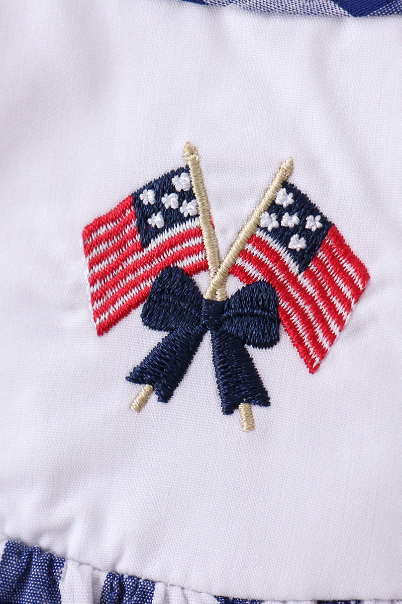 Black flag fireworks embroidery gingham dress - Aaria Tees Aaria Tees