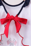 Red flag fireworks embroidery ruffle shorts set - Aaria Tees Aaria Tees