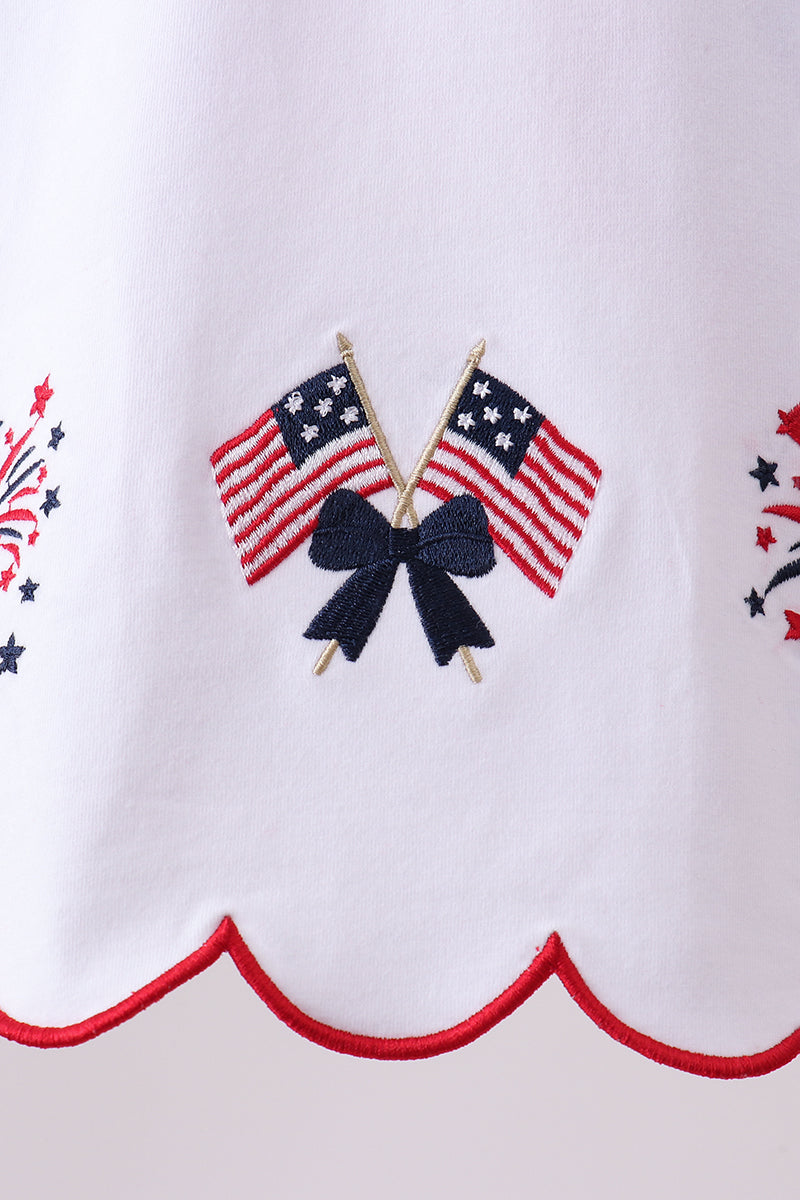 Red flag fireworks embroidery ruffle bloomer set - Aaria Tees Aaria Tees