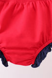 Red flag fireworks embroidery ruffle bloomer set - Aaria Tees Aaria Tees