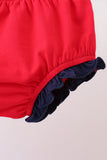 Red flag fireworks embroidery ruffle bloomer set - Aaria Tees Aaria Tees