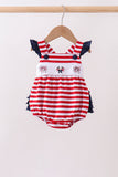 Red stripe flag fireworks embroidery ruffle bubble - Aaria Tees Aaria Tees