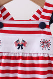 Red stripe flag fireworks embroidery ruffle bubble - Aaria Tees Aaria Tees
