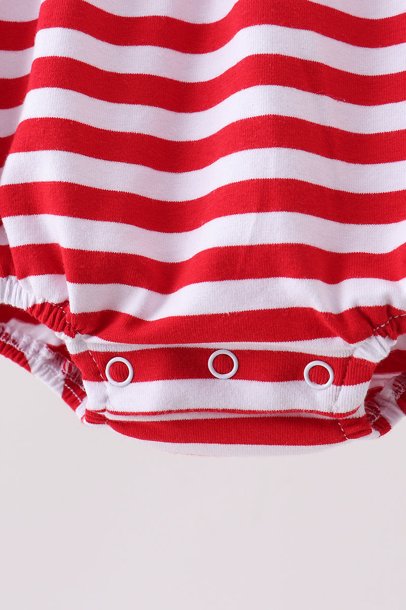 Red stripe flag fireworks embroidery ruffle bubble - Aaria Tees Aaria Tees