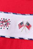 Red flag fireworks embroidery shorts set - Aaria Tees Aaria Tees