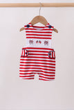 Red stripe flag fireworks embroidery jonjon - Aaria Tees Aaria Tees