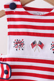 Red stripe flag fireworks embroidery jonjon - Aaria Tees Aaria Tees