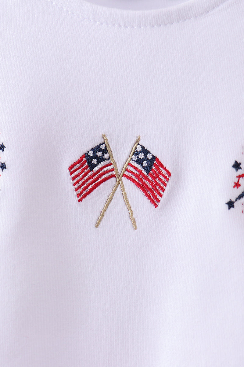 White flag fireworks embroidery bubble - Aaria Tees Aaria Tees