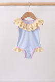 Blue stripe ruffle one-piece swimsuit - Aaria Tees Aaria Tees