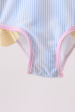 Blue stripe ruffle one-piece swimsuit - Aaria Tees Aaria Tees