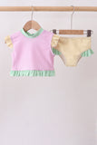 Pink stripe ruffle 2pc swimsuit - Aaria Tees Aaria Tees