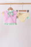 Pink stripe ruffle 2pc swimsuit - Aaria Tees Aaria Tees