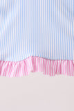 Blue stripe ruffle rashguard set - Aaria Tees Aaria Tees