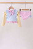 Blue stripe ruffle rashguard set - Aaria Tees Aaria Tees