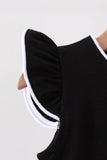 Black flutter sleeve scalloped top Aaria Tees