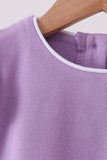 Dark purple flutter sleeve scalloped top Aaria Tees
